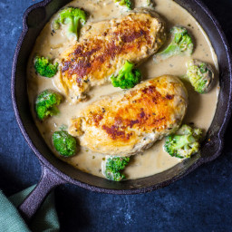 Creamy garlic chicken with broccoli