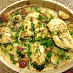 Creamy Garlic Chicken with Potatoes and Spinach