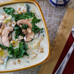 Creamy Leek and Mushroom Soup with Ancient Grains