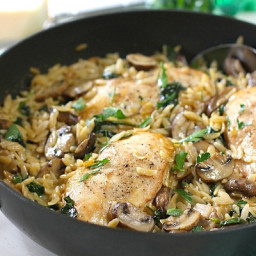 Creamy One Skillet Chicken with Mushrooms and Orzo