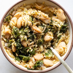 Creamy Orzo, Butter Beans and Greens