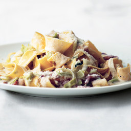 Creamy Pappardelle with Leeks and Bacon