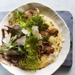 Creamy Polenta With Mushrooms and Baby Greens