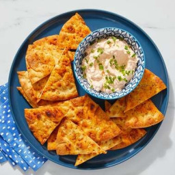 Creamy Red Pepper-Feta Dip with Toasted Pita Chips