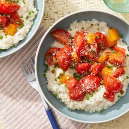 Creamy Risotto with Peppers, Tomatoes & Romano Cheese