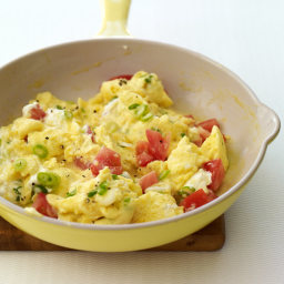Creamy Scrambled Eggs with Scallions and Tomatoes