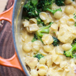 Creamy Shells and Cheese with Chicken and Broccoli