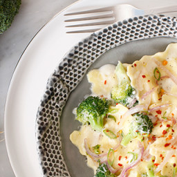 Creamy Shrimp & Lobster Ravioli with Broccoli