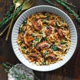 Creamy Spinach and Mushroom Orzo (30 Minutes, ONE-PAN)