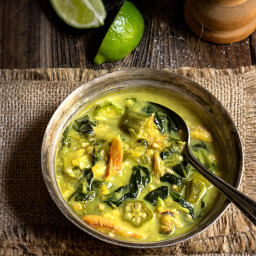 Creamy spinach and okra soup {callaloo}