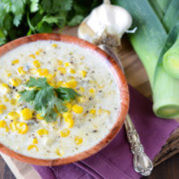 Creamy Sweet Corn and Roasted Poblano Soup