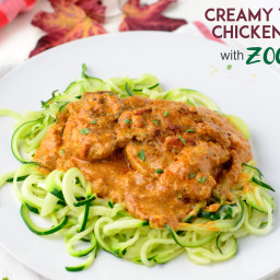 Creamy tomato chicken thighs with zoodles