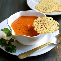 Creamy Tomato Soup with Asiago and Black Pepper Frico