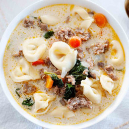 Creamy Tortellini Soup with Sausage and Spinach
