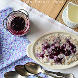 Creamy Wheat Berry Porridge with Gingered Blueberry Topping {Vegan}