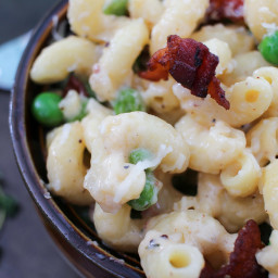 Creamy Macaroni and Cheese with Bacon and Peas