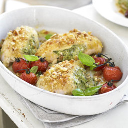 Creamy pesto chicken with roasted tomatoes