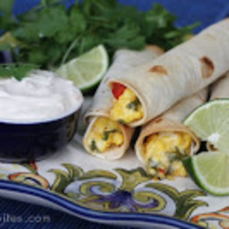 Crispy Baked Breakfast Taquitos with Lime-Chipotle Dip