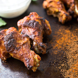 Crispy-Baked Chicken Wings Tandoori-Style with Cool Minted Yogurt Dipping S