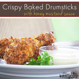Crispy Baked Drumsticks with Honey-Mustard Dipping Sauce
