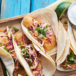 Crispy Baked Fish Tacos with Cabbage Slaw