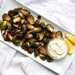 Crispy Brussels Sprouts with Lemon-Basil Aioli