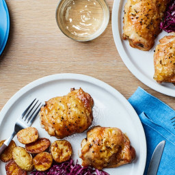Crispy Chicken and Potatoes With Cabbage Slaw