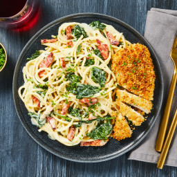Crispy Chicken & Bacon Alfredo with Spinach, Parmesan & Chives