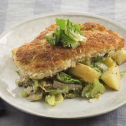 Crispy Chicken Milanese with Warm Brussels Sprout & Potato Salad