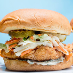 Crispy Chicken Sandwich with Buttermilk Slaw and Herbed Mayo