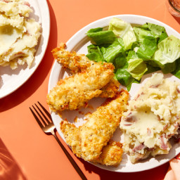 Crispy Chicken Tenders & Mashed Potatoes with Butter Lettuce Salad &
