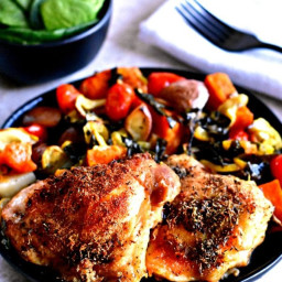 Crispy Chicken Thighs One-Pan Meal {Gluten-Free, Paleo, Whole30, AIP}