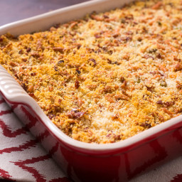 Crispy Mashed Potato Casserole With Bacon, Cheese, and Scallions