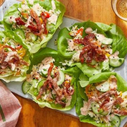 Crispy Prosciutto Lettuce Cups with Sambal Mayo & Sweet Pepper Rice