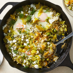Crispy Rice With Dill and Runny Eggs