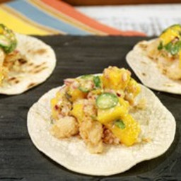 Crispy Shrimp Tacos with Grilled Mango Salsa