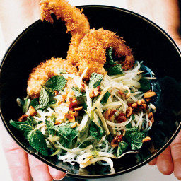 Crispy Shrimp with Noodle and Bean Sprout Salad