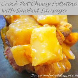 Crock Pot Cheesy Potatoes with Smoked Sausage