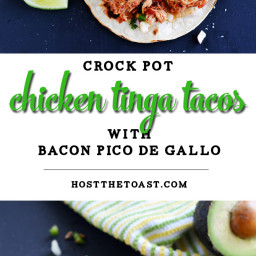 Crock Pot Chicken Tinga Tacos with Bacon Pico De Gallo
