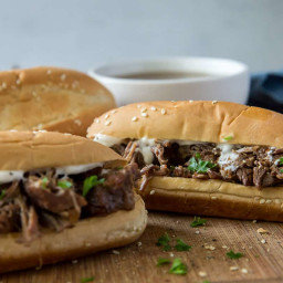 Crock-Pot French Dip Sandwiches with Creamy Horseradish Spread