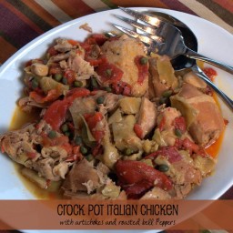 Crock Pot Italian Chicken with Artichokes and Roasted Peppers