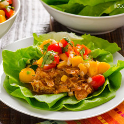 Crock Pot Mexican Chicken Lettuce Cups with Mango Salsa