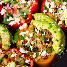 Crock Pot Stuffed Peppers with Quinoa and Black Beans