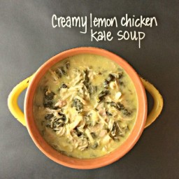 Crockpot Creamy Lemon Chicken Kale Soup