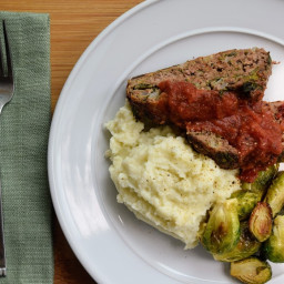 Crockpot Meatloaf with Roasted Brussel Sprouts and Cauliflower Mash
