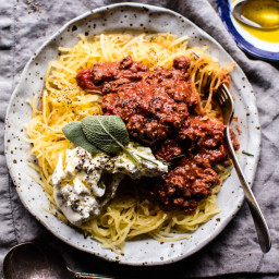 Crockpot Spaghetti Squash Lasagna Bolognese.