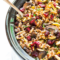 Crockpot Stuffing with Wild Rice, Cranberries and Almonds