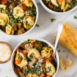 Crockpot Tortellini Soup {With Sausage and Kale}