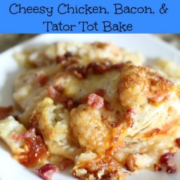 Crock Pot Cheesy Chicken, Bacon, and Tator Tot Bake