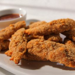 Crouton Crushed Chicken Tenders with Orange Barbeque Sauce